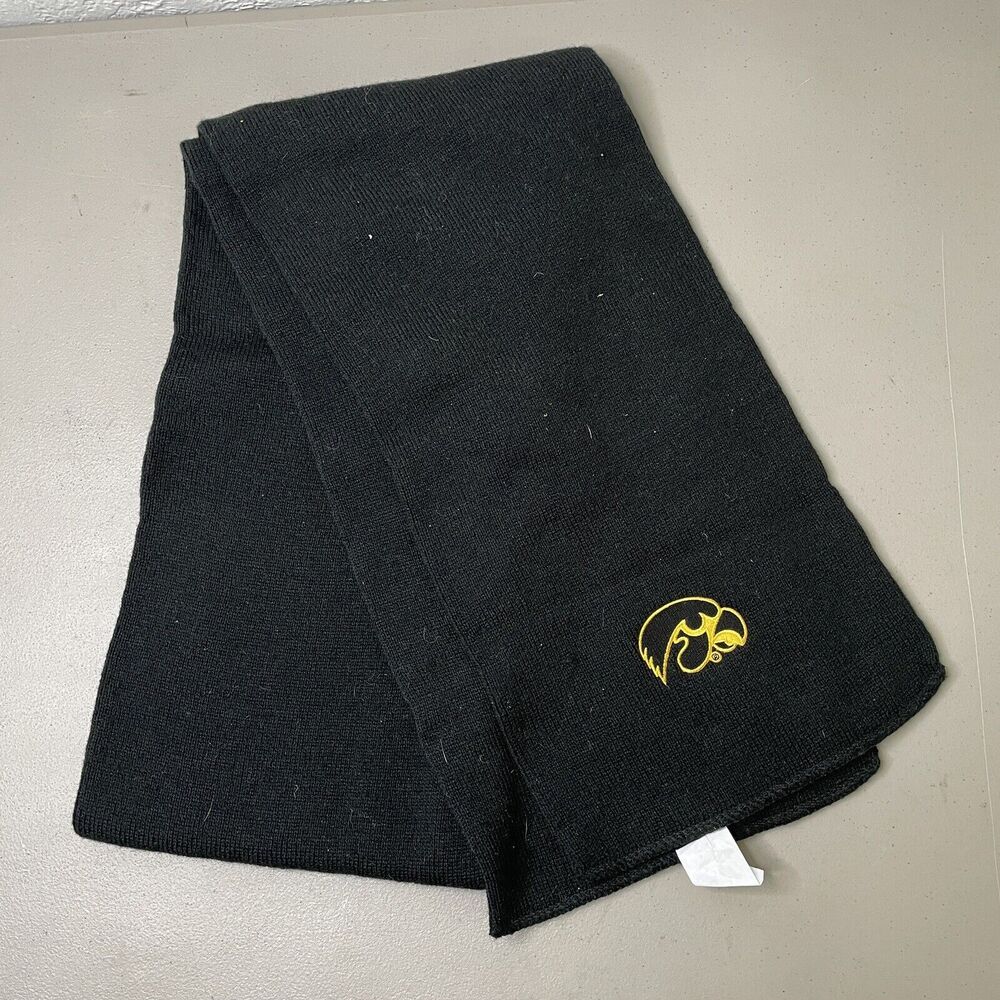 Iowa Hawkeyes Black Gold Embroidered Logo 60" LogoFit Winter Scarf Adult Teen